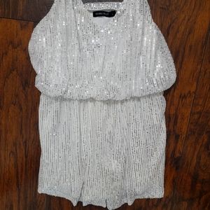 White sparkle shorts romper